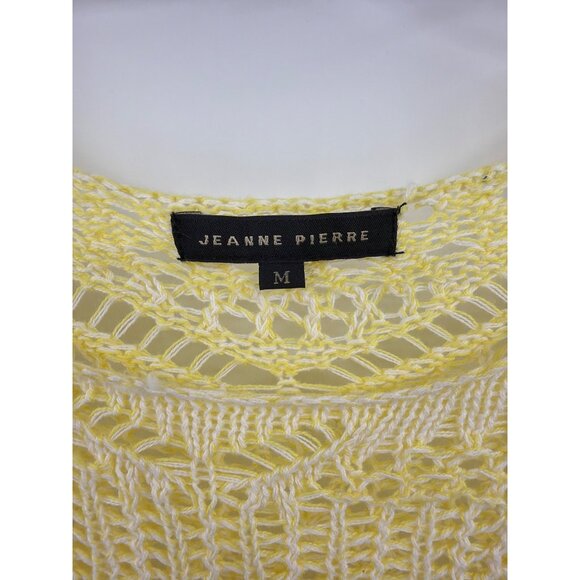 Jeanne Pierre Size M Yellow Open Knit Crochet Sweater Top Womens Pullover - Picture 4 of 6